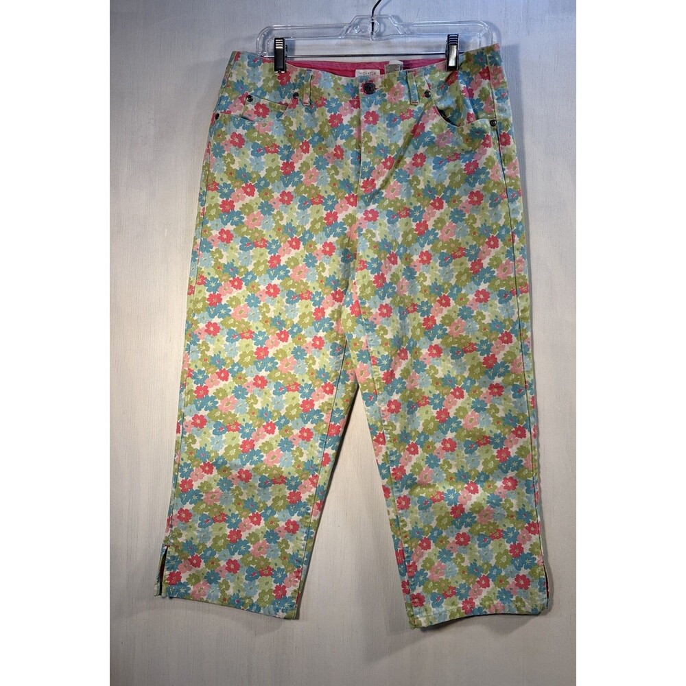 LIZ CLAIBORNE womens SZ 12 multicolor floral print MICHAELA cropped pants
